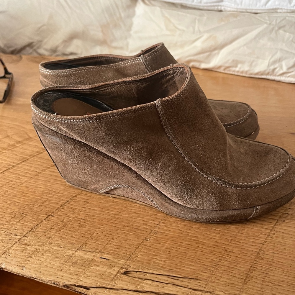 Via Spiga Wedge Mules in Beige Suede size 7
